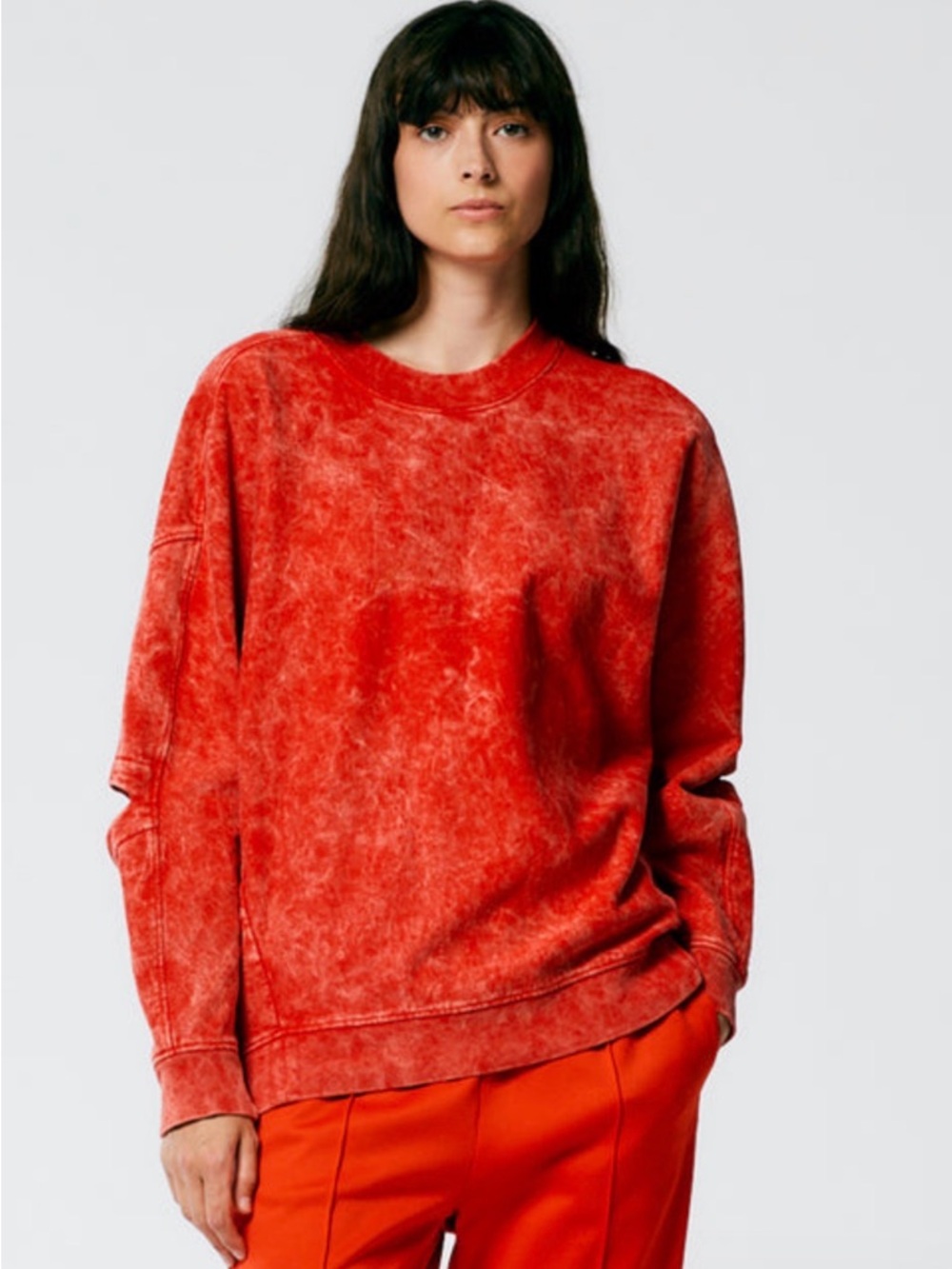 Tibi Acid Wash Cocoon Crewneck Sweatshirt